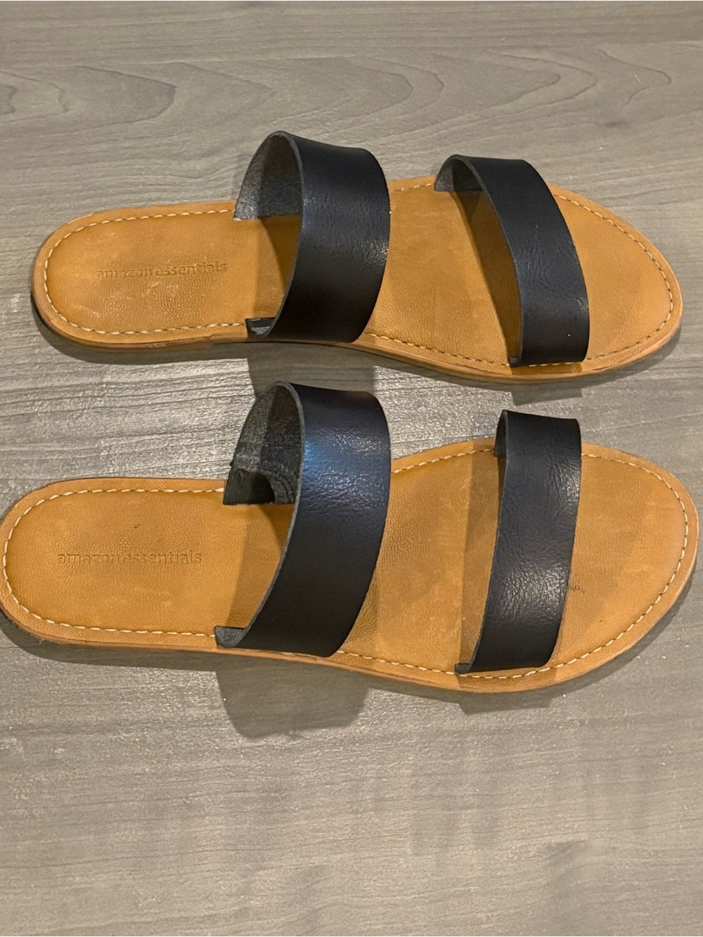 Womens Size 9 Black Double-Strap Slide Sandals - Women's Casual Comfort